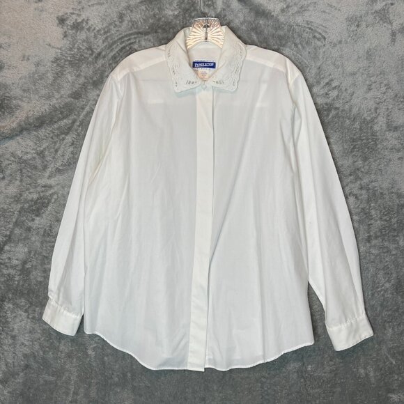 Pendleton Tops - Pendleton Women Classic Clean Girl Eyelet Pretty Formal Button Collared Top 14